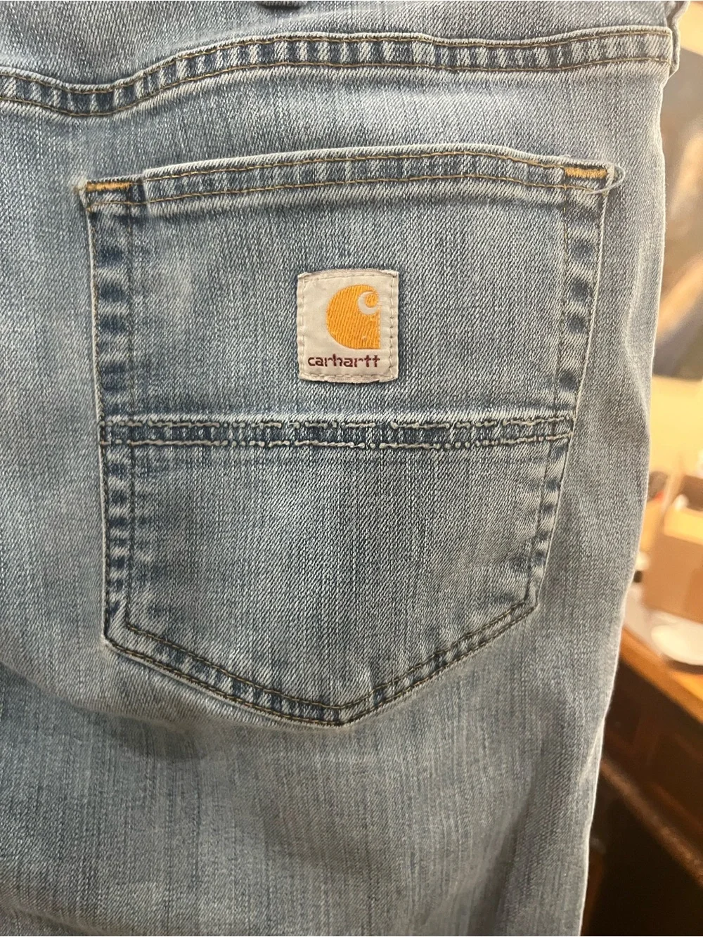 Carhartt Men's Light Wash Blue Denim Relaxed Jeans